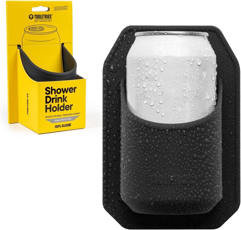 TOOLETRIES Shower Drink Holder - 100% Silicone Can Holder for Beer or Soda - Bathroom Accessory - Silicone-Grip Technology, No Adhesive Needed - in Partnership with 30 Watt - Charcoal - Image 1